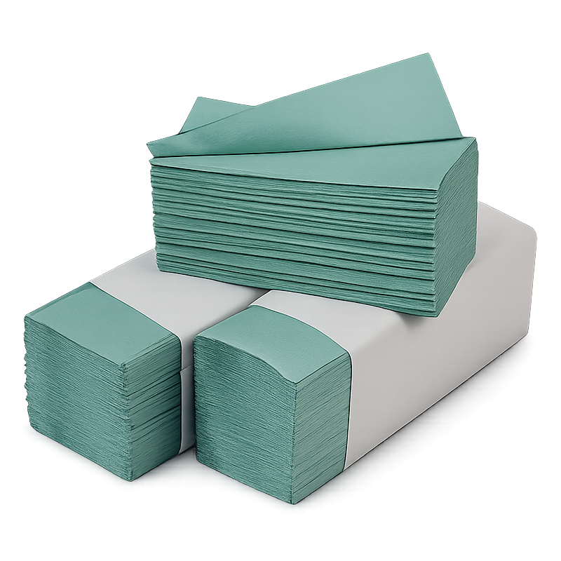 Ręczniki Składane ZZ Zielone 1W Makulatura 4000szt 23x25cm