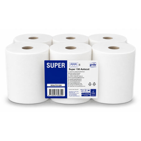 Ręczniki w roli Autocut 150 m celuloza 2 warstwy opak. 6 szt. grite Super 150