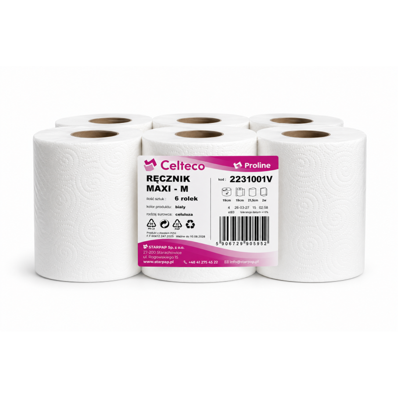 Ręcznik MAXI CALMETTO 2W 6 Rol Op.100m Celuloza 21,5x19cm