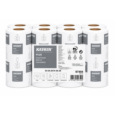 Ręcznik papierowy KATRIN  97494 Plus Premium S2 – 12 rolek, 2 W.